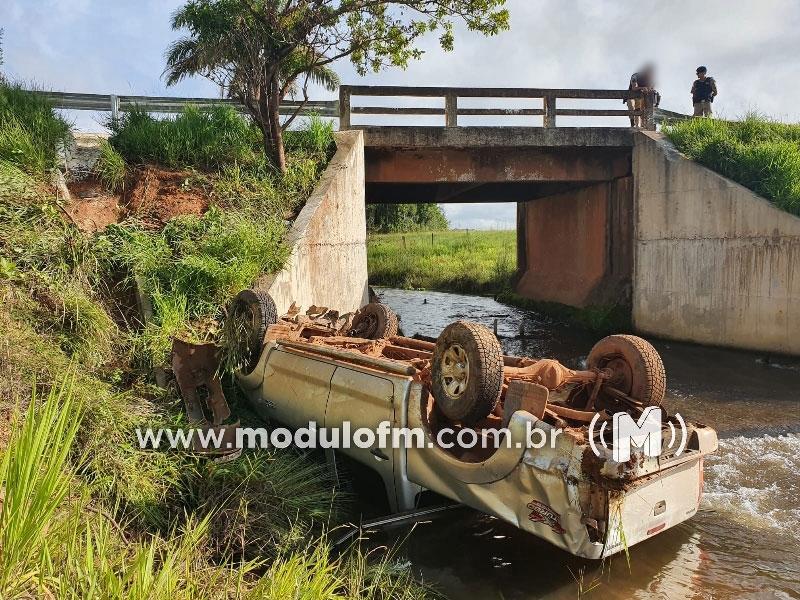 Motorista perde controle da direção, capota cai dentro de...
