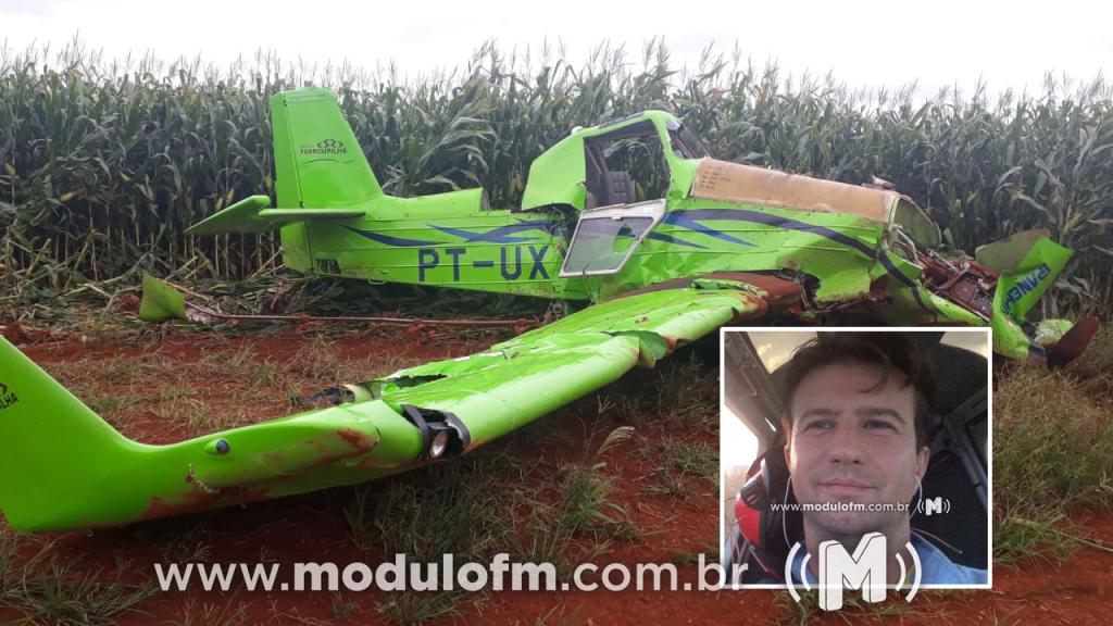 Piloto morre após avião agrícola cair na região rural...