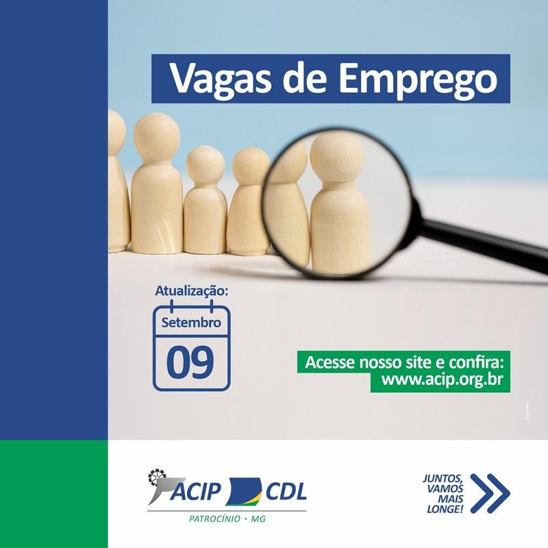 ACIP/CDL divulgam vagas de emprego desta quarta-feira (09/09)