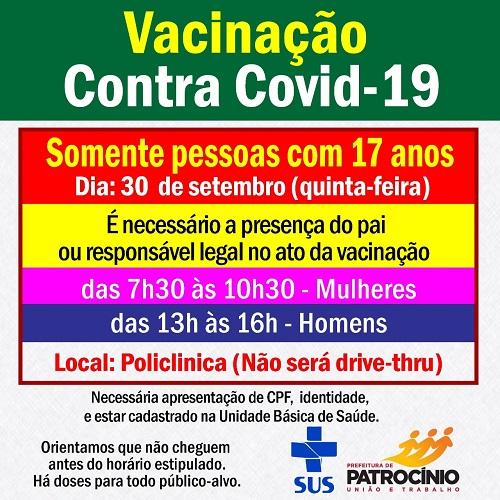 Jovens de 17 anos de idade serão vacinados contra...