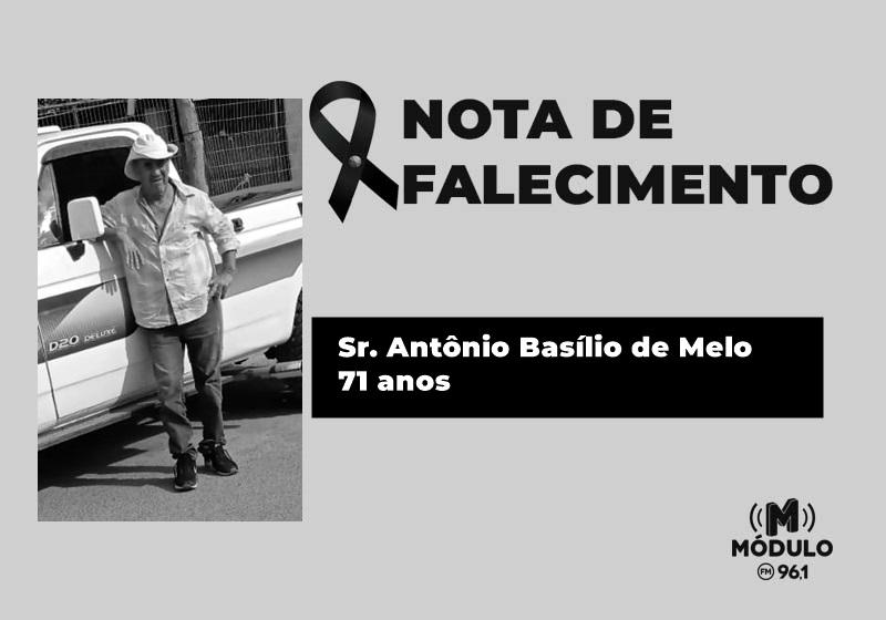 Nota de falecimento Sr. Antônio Basílio de Melo aos...