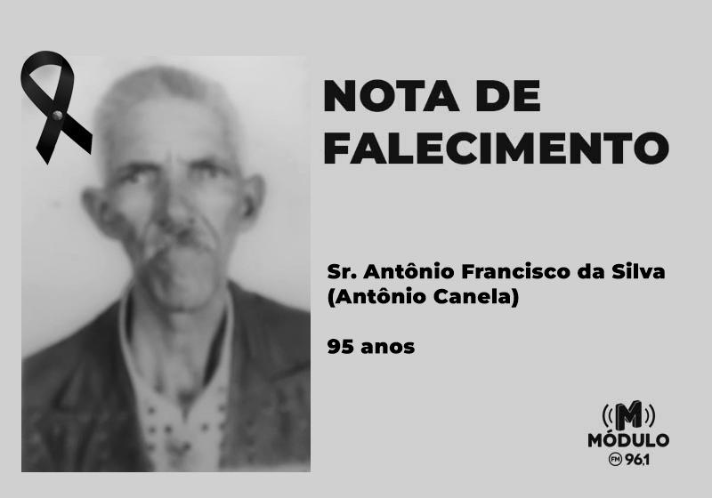 Nota de falecimento Sr. Antônio Francisco da Silva (Antônio...
