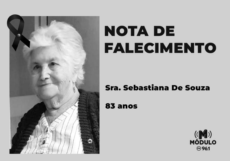 Nota de falecimento Sra. Sebastiana de Souza aos 83...