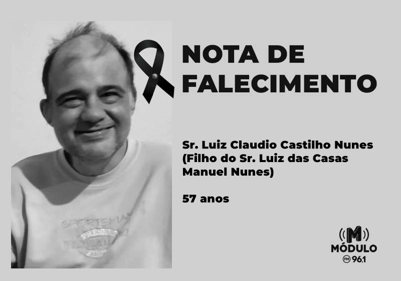 Nota de falecimento Sr. Luiz Claudio Castilho Nunes (Filho...
