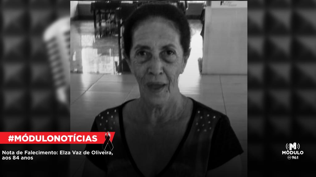 Nota de Falecimento: Elza Vaz de Oliveira, aos 84...
