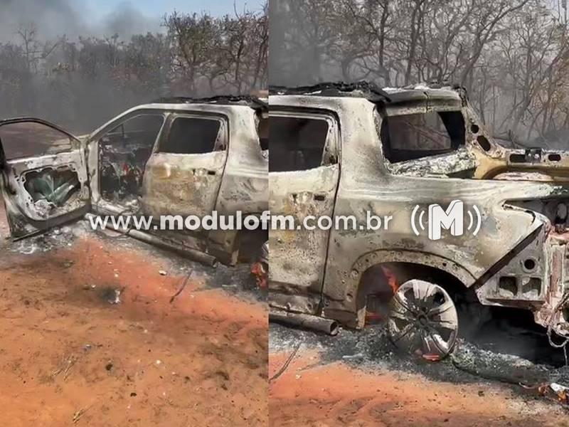 Veja o vídeo: Caminhonete pega fogo e proprietário alerta...