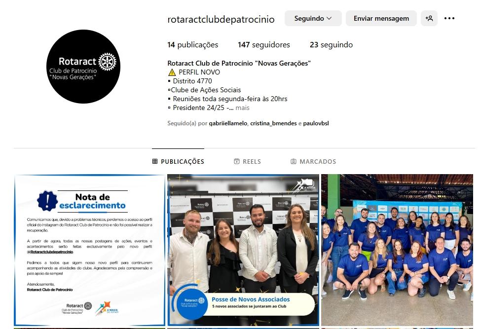 Após perda de acesso, Rotaract Club de Patrocínio cria...