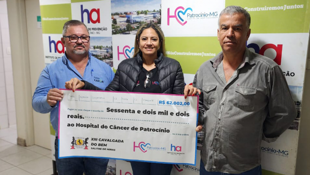 Hospital do Câncer recebe repasse de mais de R$ 60 mil da 13ª Cavalgada do Bem de Salitre de Minas