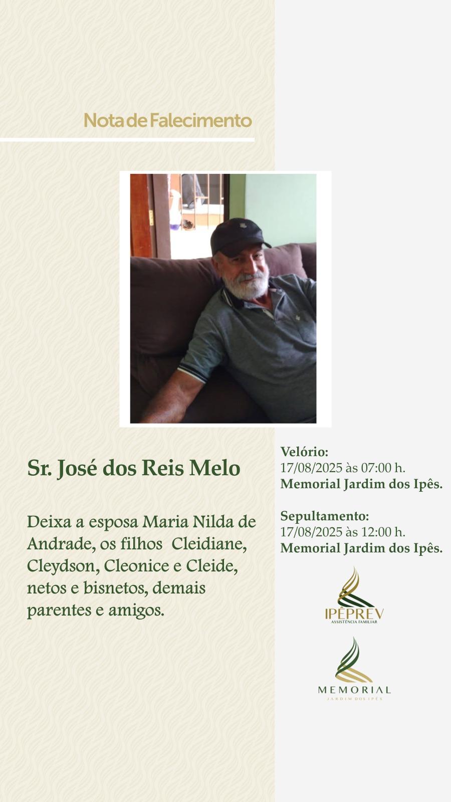 Imagem 1 do post Nota de Falecimento: José dos Reis Melo