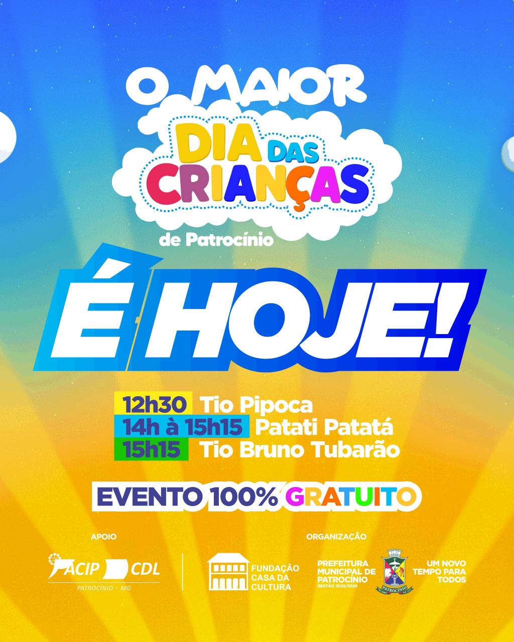Imagem 1 do post Festa das Crianças hoje traz Patati Patatá a Patrocínio com expectativa de grande público