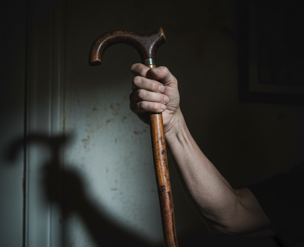 Homem usa bengala para agredir a mãe idosa no...