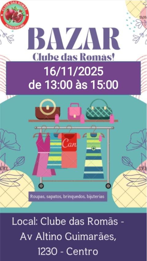 Imagem 1 do post Bazar do Clube das Romãs será realizado neste domingo em Patrocínio