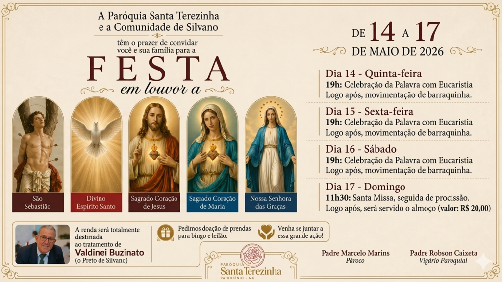 Paróquia Santa Terezinha promove festa religiosa em Silvano de 14 a 17...